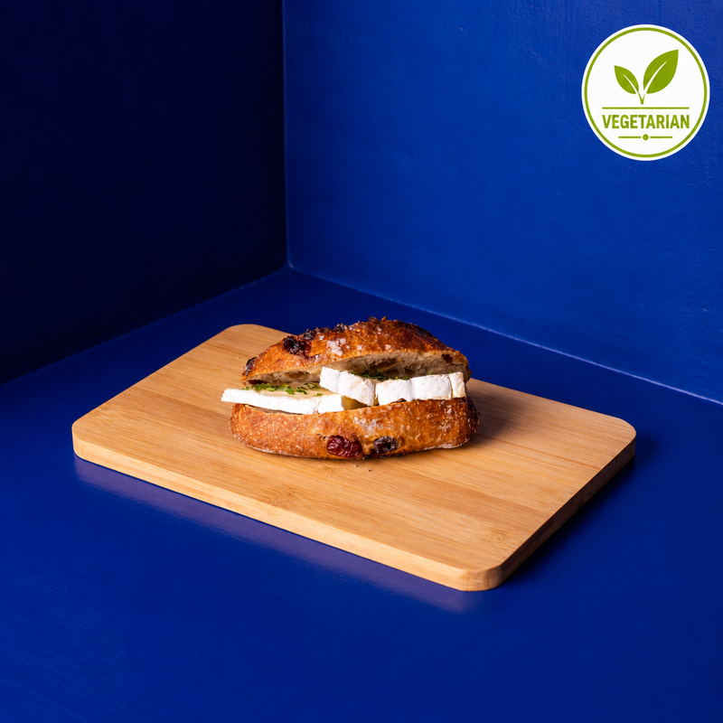 Vegetarian fruit-bread sandwich with brie-cheese